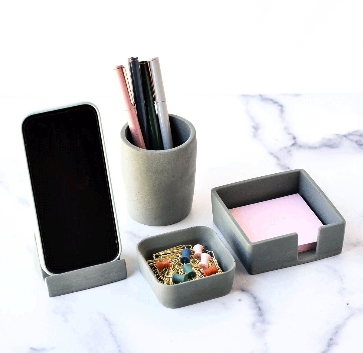 Concrete Desk Accessories Set