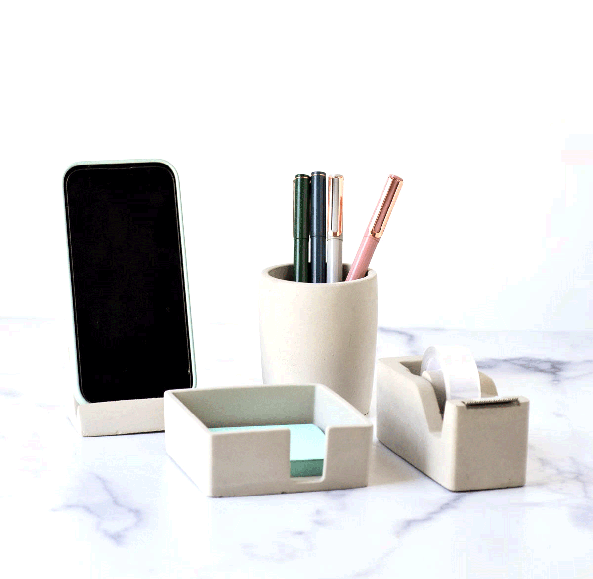 Concrete Tape Dispenser, Desk Accessories, Scotch Tape Holder, Minimalist, Modern Office, Desk Organizer