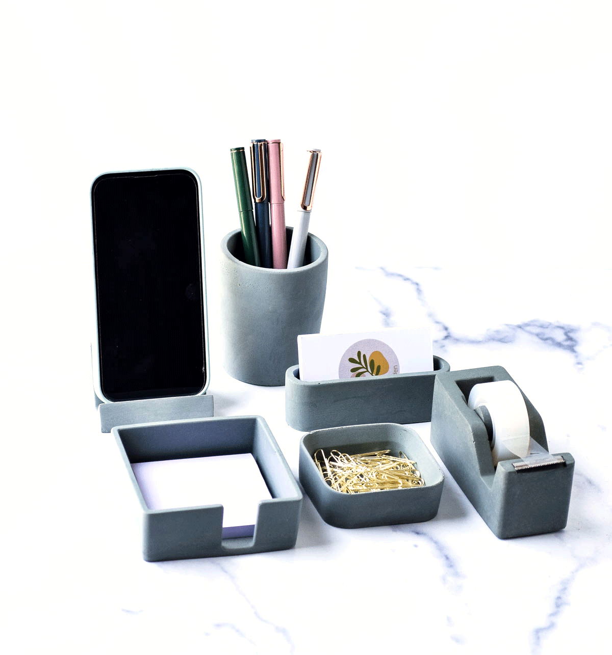 Concrete Tape Dispenser, Desk Accessories, Scotch Tape Holder, Minimalist, Modern Office, Desk Organizer