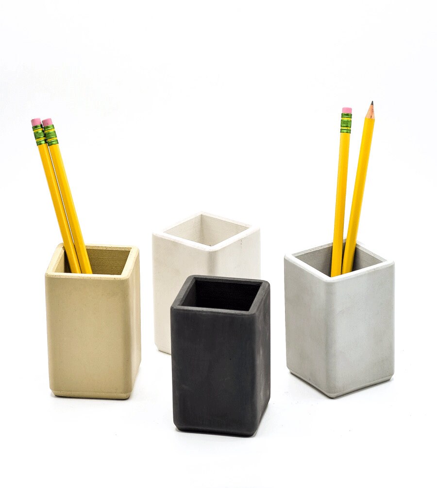 Pen Holder, Pencil Cup, Desk Accessories, Concrete, Minimalist Decor, Office Decor