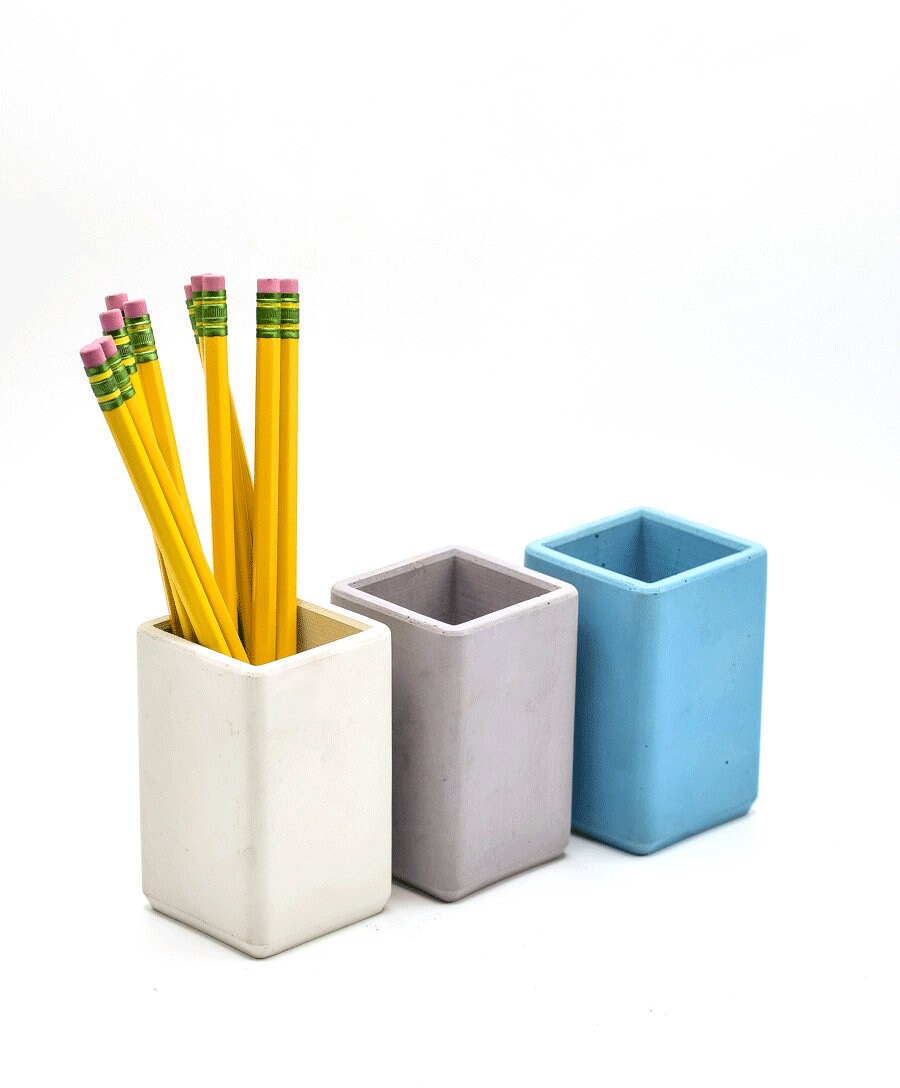 Pen Holder, Pencil Cup, Desk Accessories, Concrete, Minimalist Decor, Office Decor