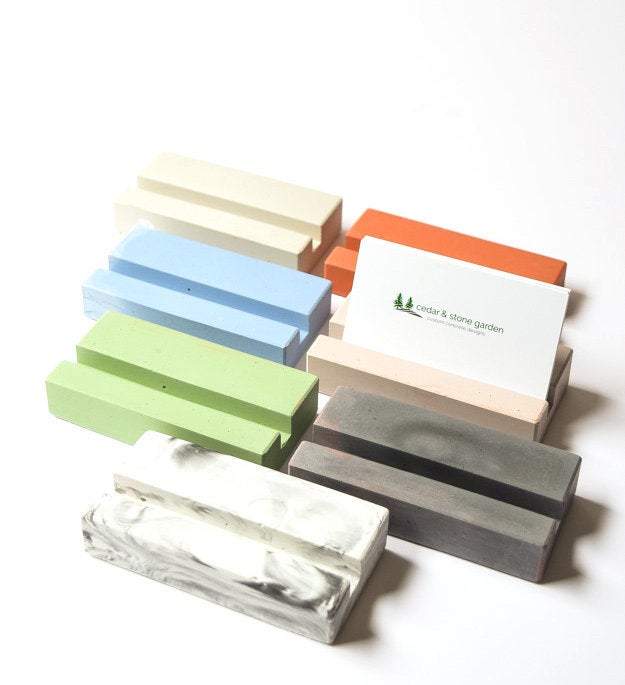 Business Card Holder for Desk - Concrete Business Card Holder - Modern Cedarstonegarden Business Card Holder for Desk - Concrete Business Card Holder - Modern Cedarstonegarden