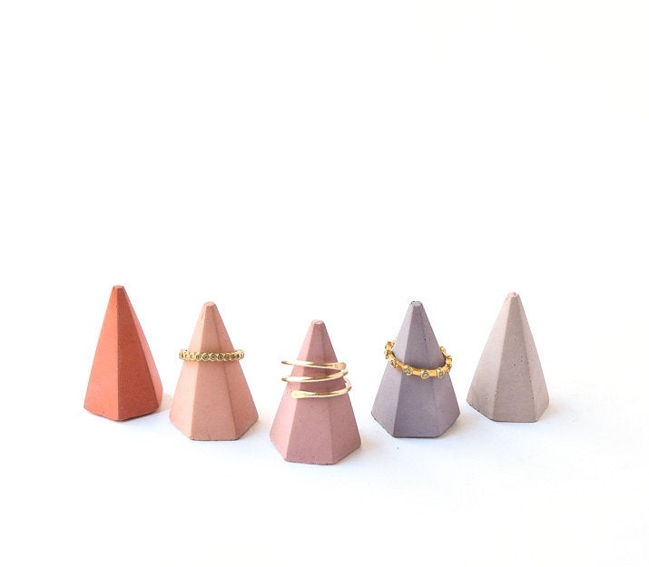 Mini Ring Cone - Jewelry Cone - Concrete RIng Cone - Ring Holder - Cement - Modern - Minimalist - Engagement Ring - Shower Gift Ring Display