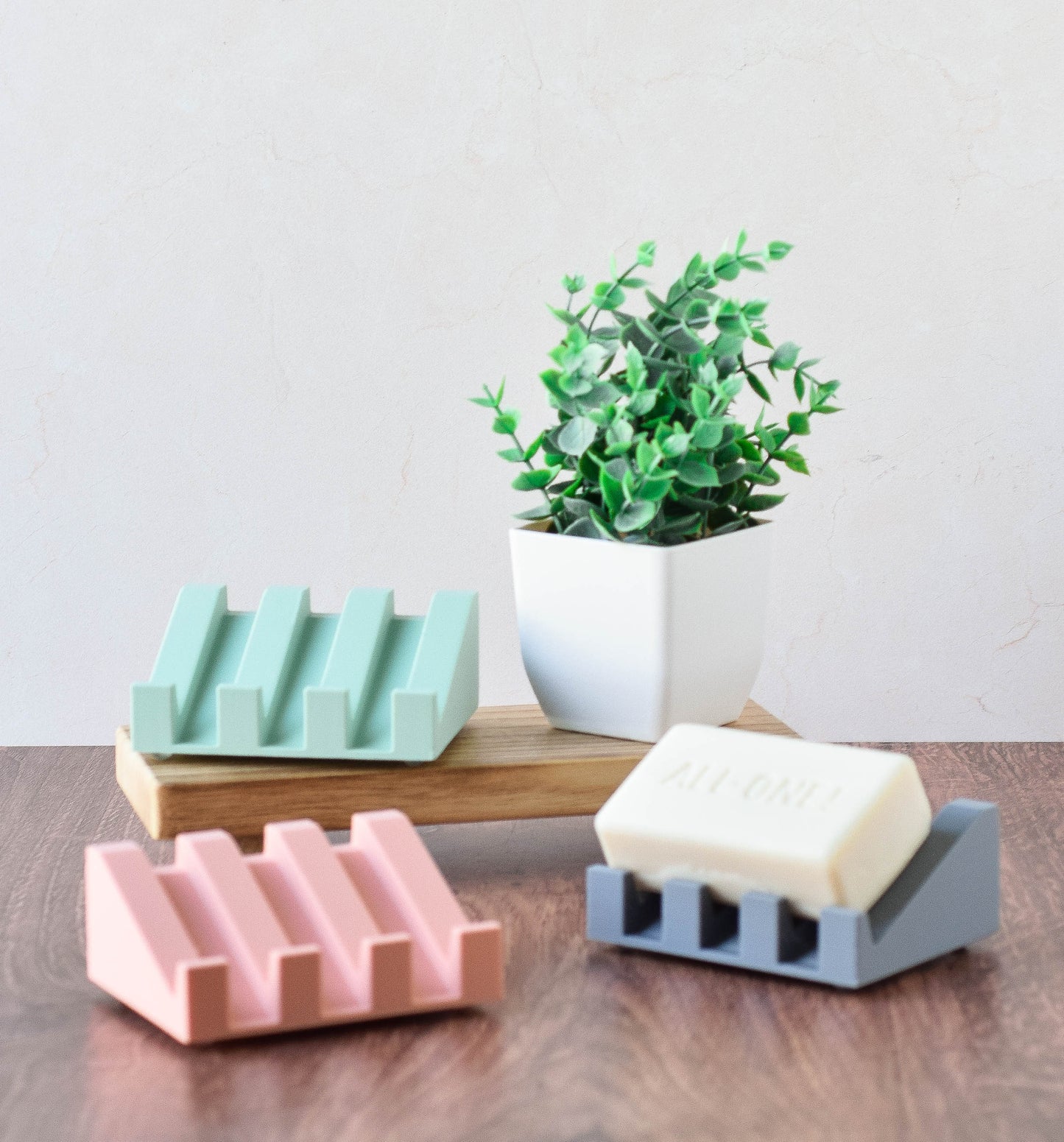 Modern Angled Draining Soap Dish, 3D Printed Eco-Friendly Bathroom Accessory
