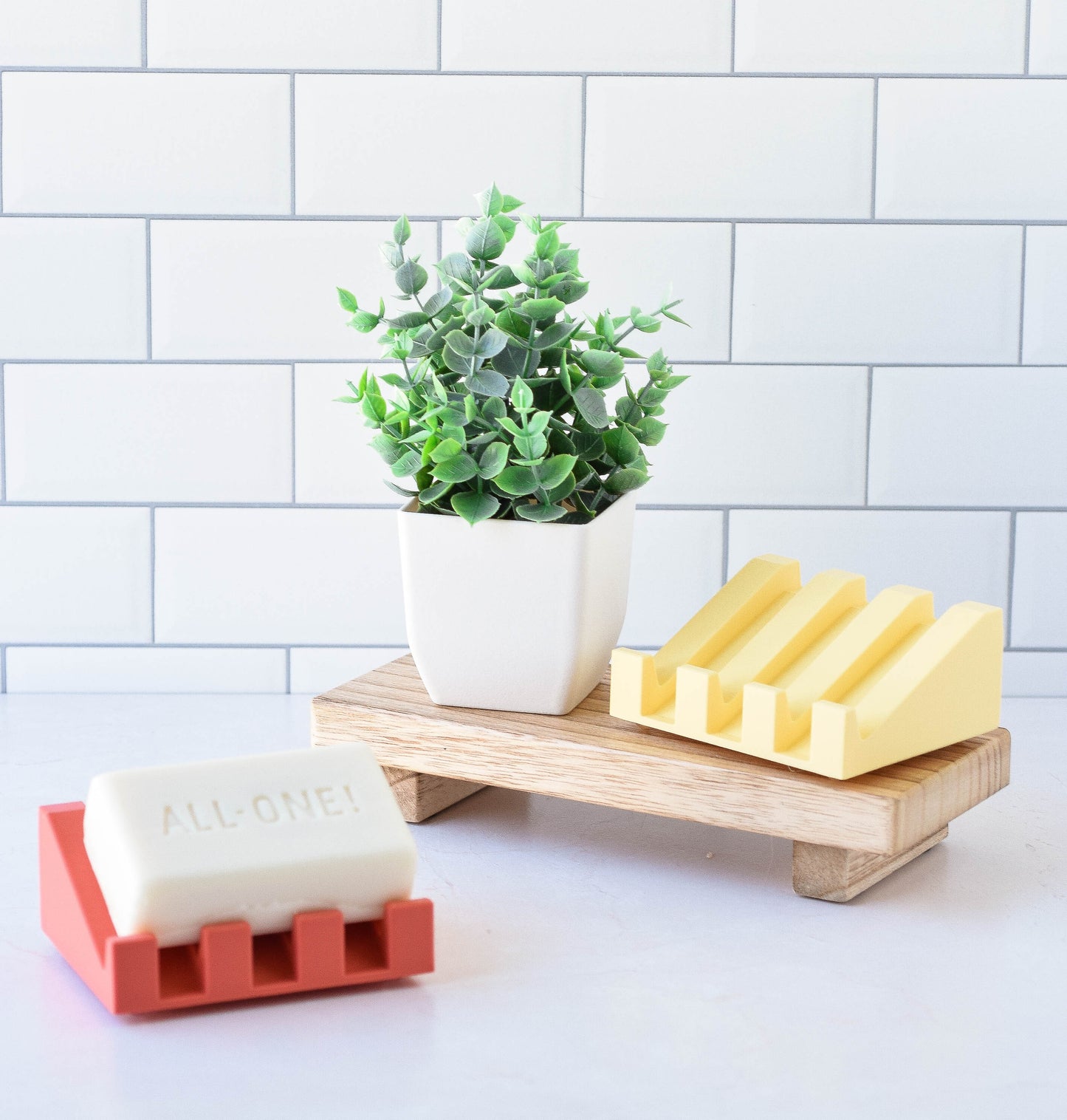 Modern Angled Draining Soap Dish, 3D Printed Eco-Friendly Bathroom Accessory
