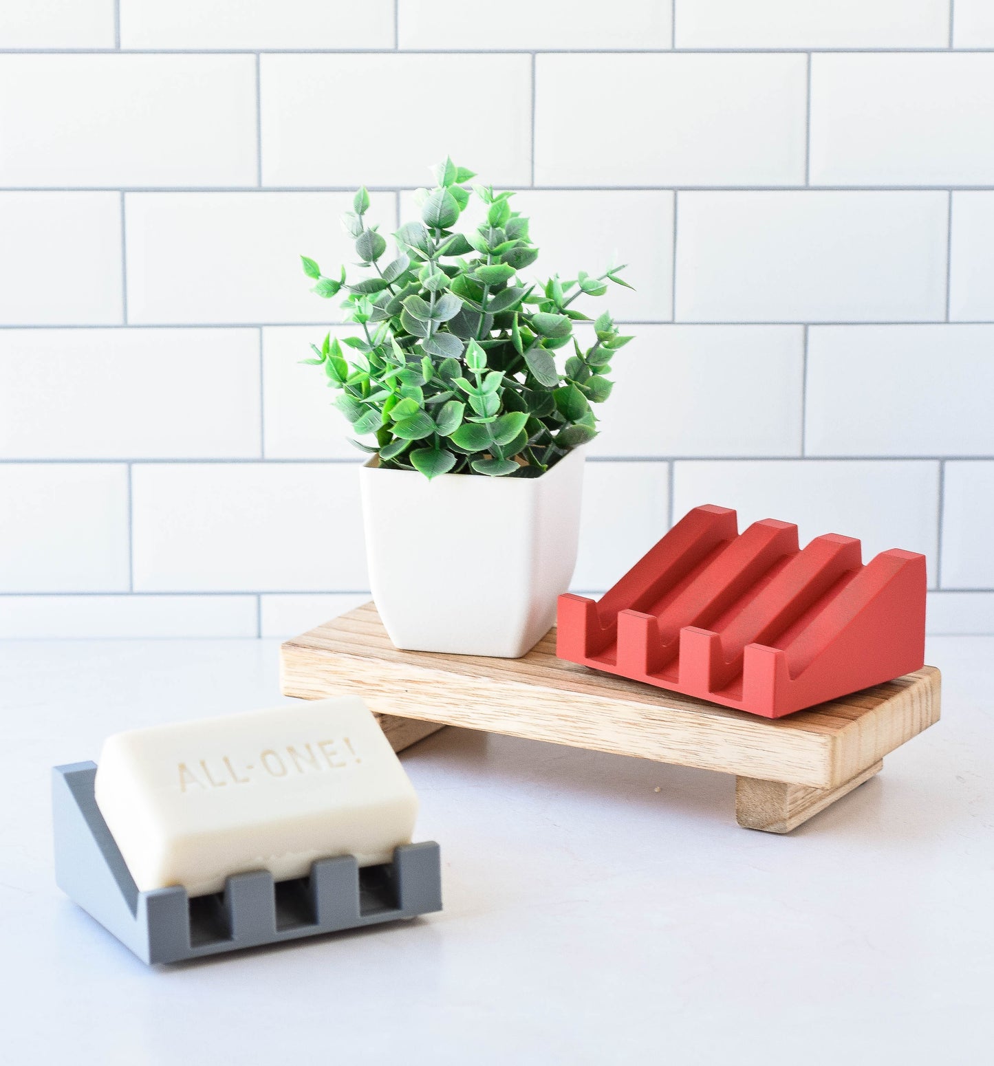 Modern Angled Draining Soap Dish, 3D Printed Eco-Friendly Bathroom Accessory