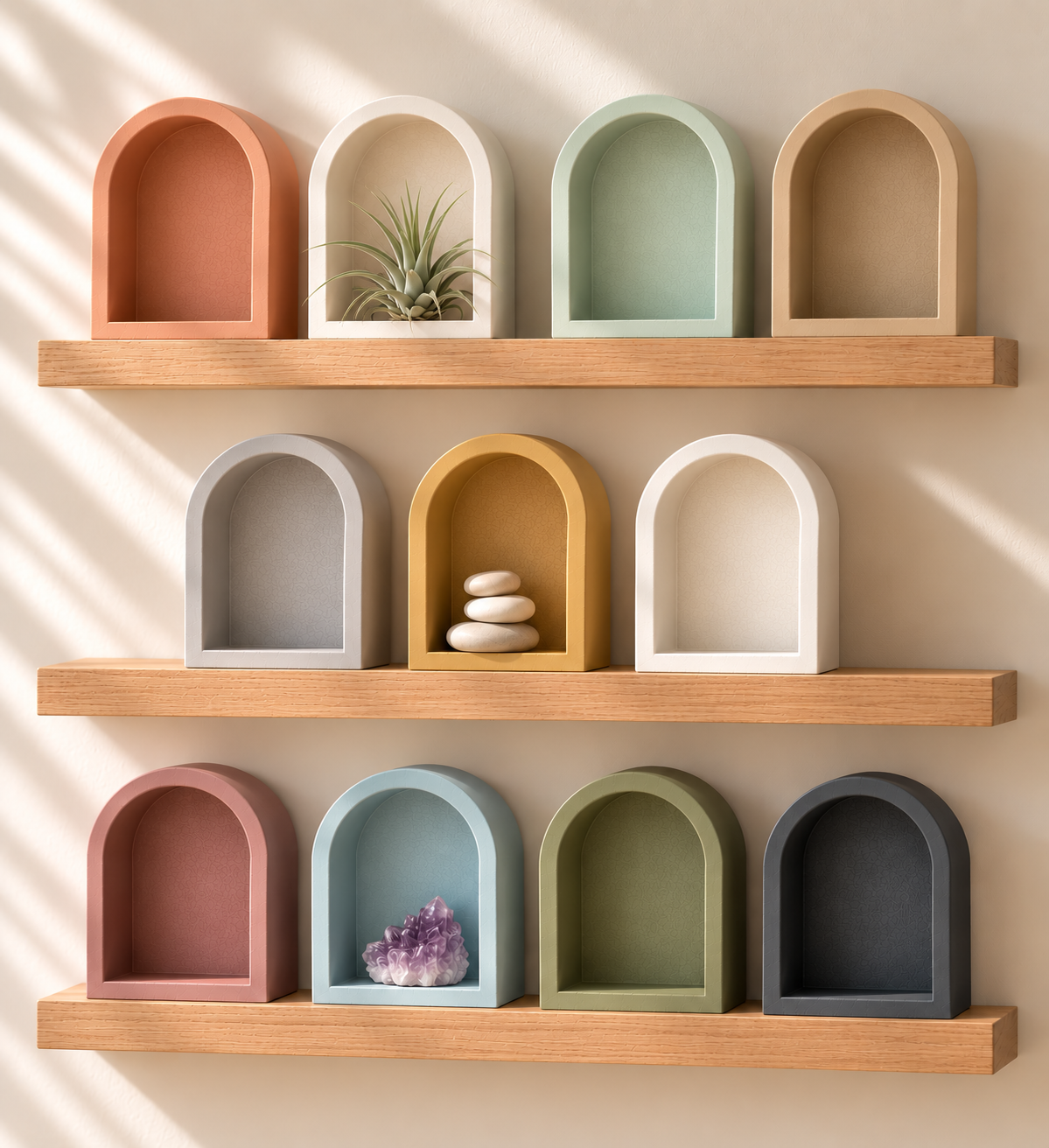 Concrete Trinket Shelf, Mini Arch Display for Crystals, Air Plants & Tiny Treasures
