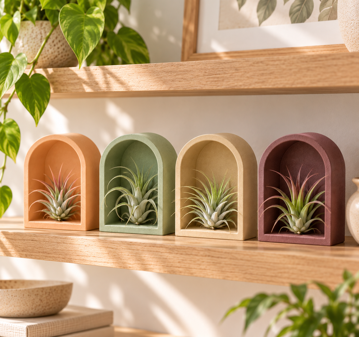 Concrete Trinket Shelf, Mini Arch Display for Crystals, Air Plants & Tiny Treasures