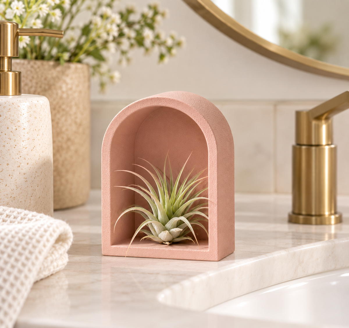 Concrete Trinket Shelf, Mini Arch Display for Crystals, Air Plants & Tiny Treasures