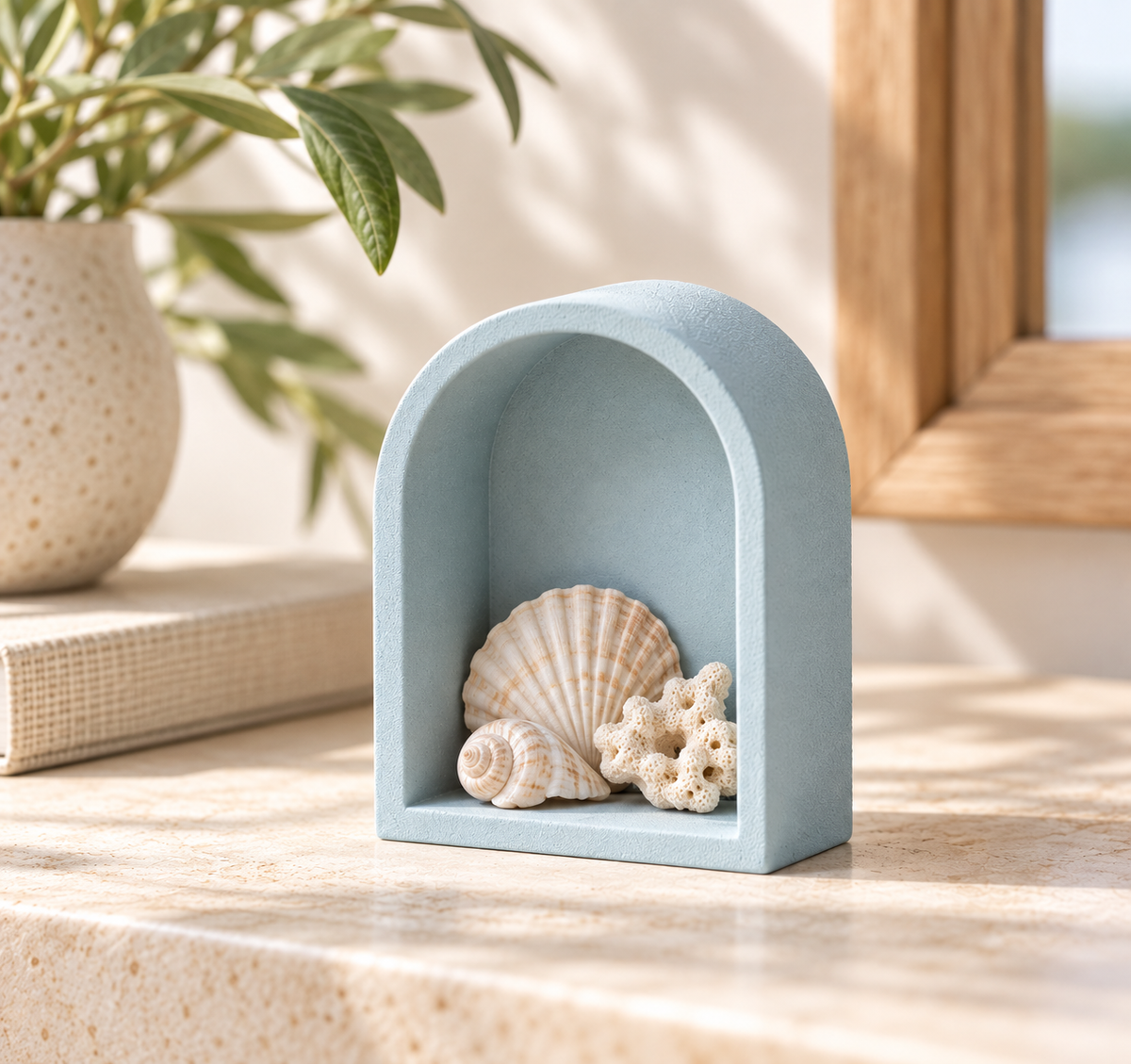 Concrete Trinket Shelf, Mini Arch Display for Crystals, Air Plants & Tiny Treasures