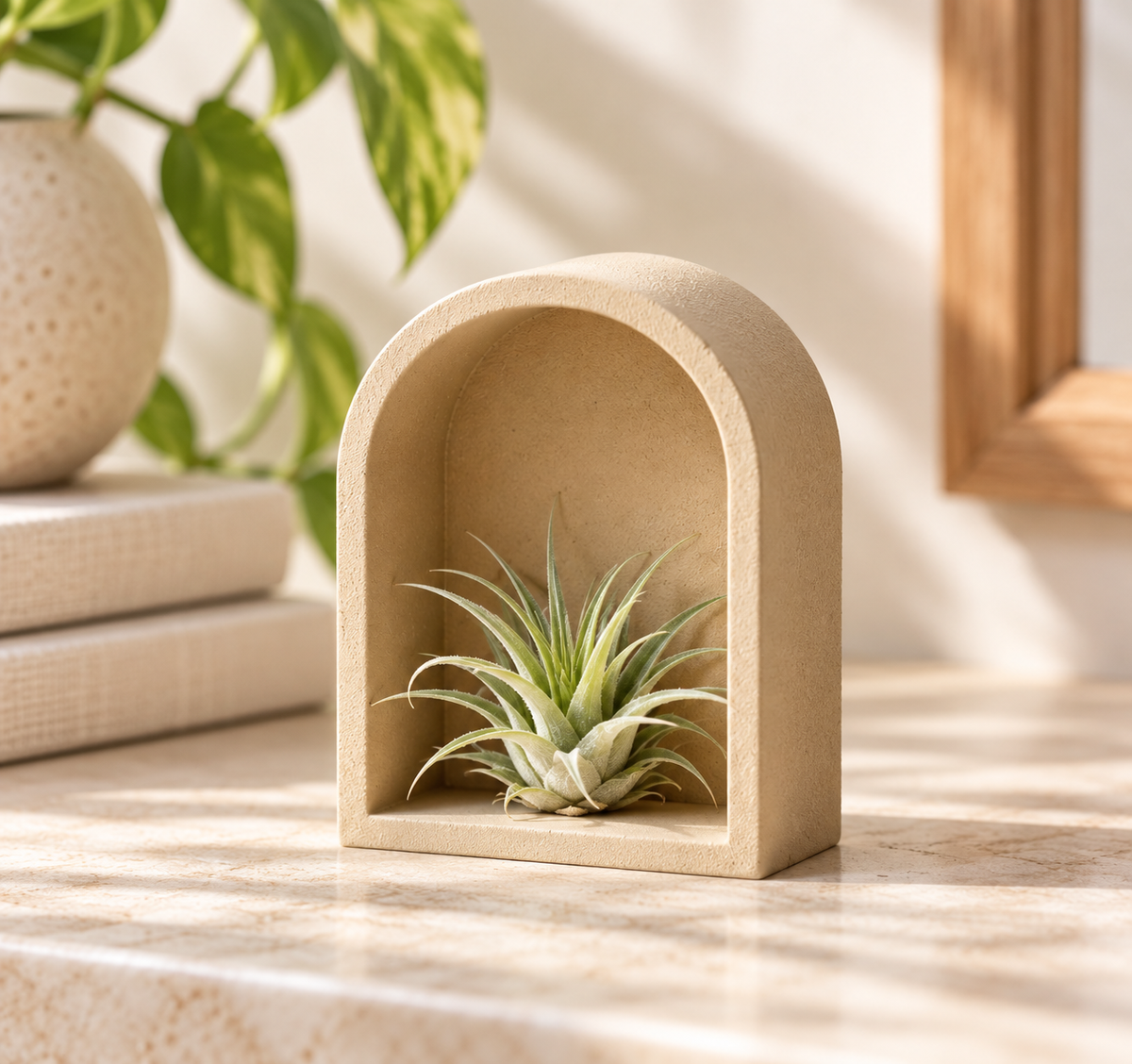 Concrete Trinket Shelf, Mini Arch Display for Crystals, Air Plants & Tiny Treasures