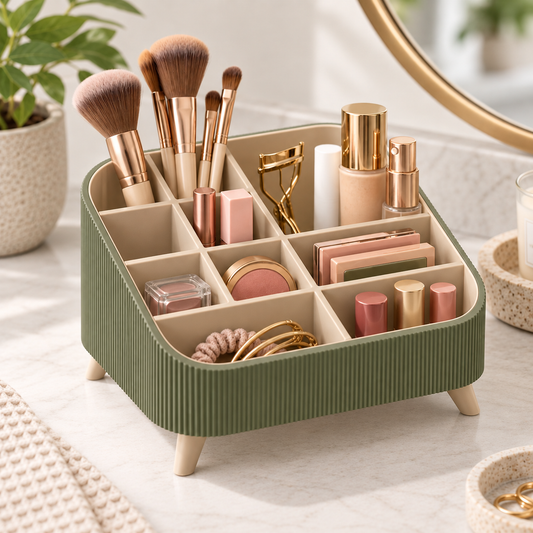 3D Printed Makeup Organizer, Modern Vanity Storage, Cosmetic & Makeup Brush Holder