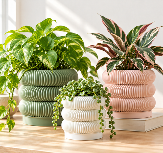 Modern Indoor Plant Pot with Drip Tray, 3d Printed Bubble Planter with Drainage