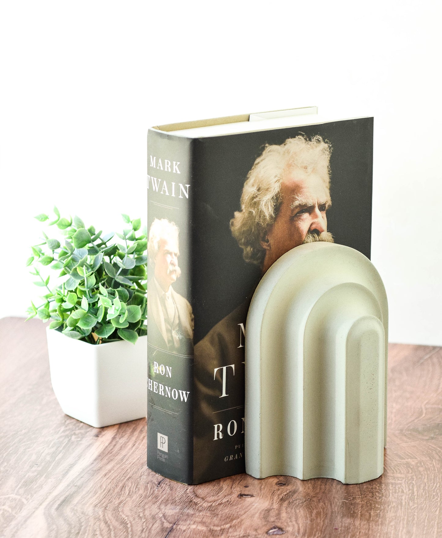 Modern Concrete Arch Bookend, Minimalist Decor