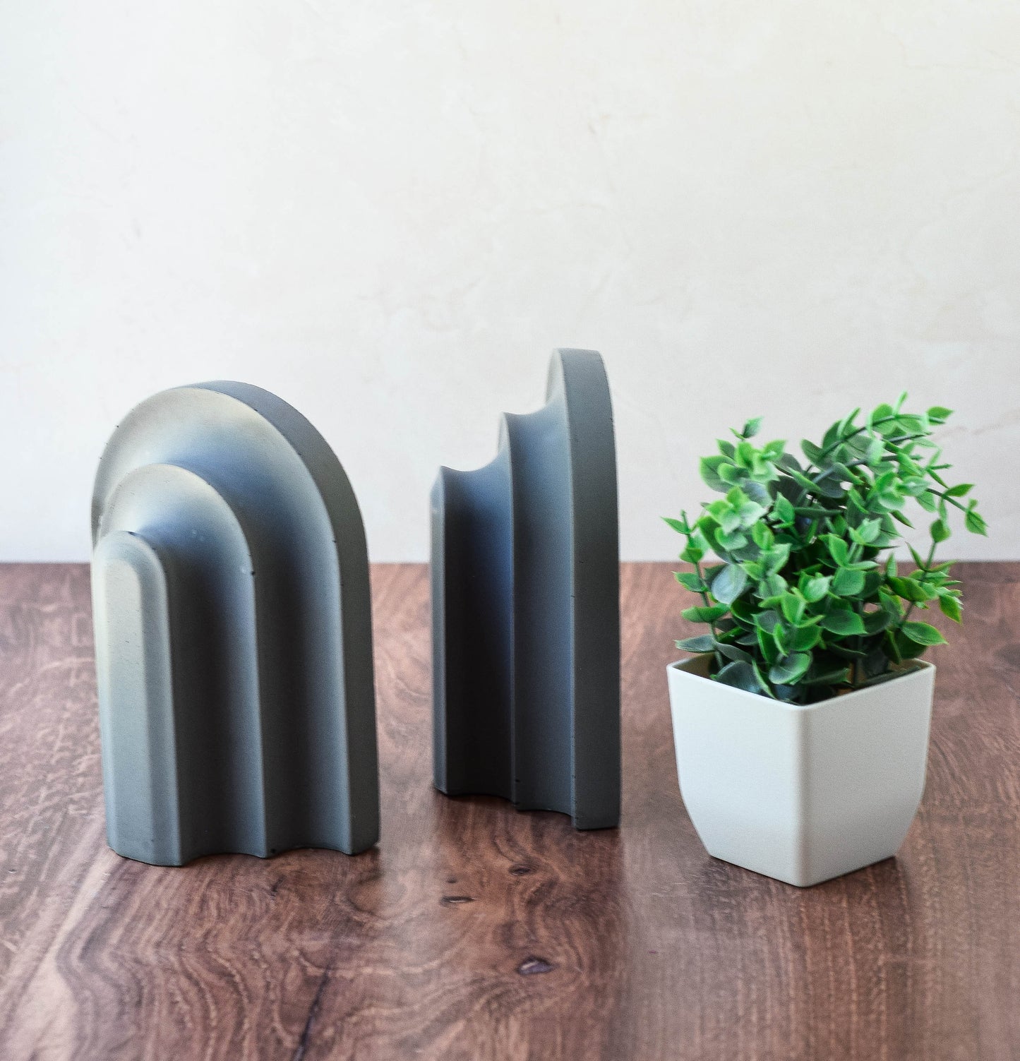 Modern Concrete Arch Bookend, Minimalist Decor