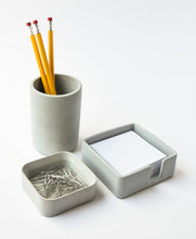 Load image into Gallery viewer, Desk Accessories Set - Post-It Holder - Pen Cup - Desk Organizer - Desk Set - Minimalist - Cement - Office Organizer - Paper Clip Holder - Modern - Home Office