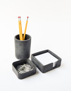 Desk Accessories Set - Post-It Holder - Pen Cup - Desk Organizer - Desk Set - Minimalist - Cement - Office Organizer - Paper Clip Holder - Modern - Home Office