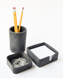 Desk Organizer - Concrete Desk Accessories - Small Tray - Paper Clip Holder - Desk Set - Catchall - Office Organizer - Cement - Minimalist