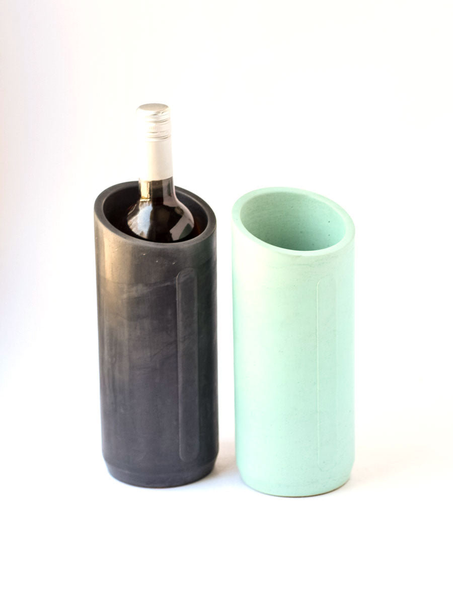 Gray Concrete Wine Bottle Holder & 2 Stemless Wine Glass Chiller Set Store  in Freezer to Keep Wine Chilled 